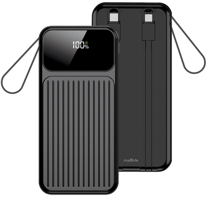 Externe Batterij MaXlife MXPB-06, 10000mAh, 22.5W, QC + PD, 1 x Lightning - 2 x USB-A - 2 x USB-C, Zwart