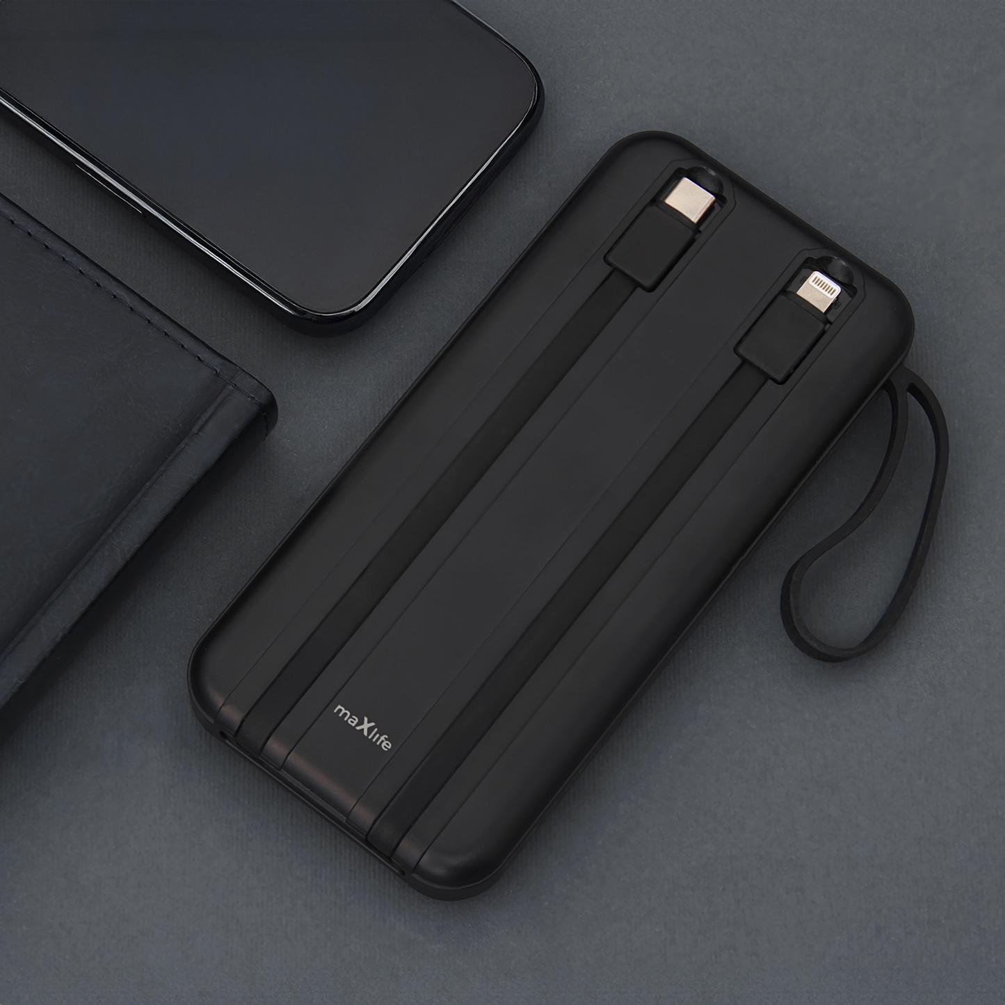 Externe Batterij MaXlife MXPB-06, 10000mAh, 22.5W, QC + PD, 1 x Lightning - 2 x USB-A - 2 x USB-C, Zwart