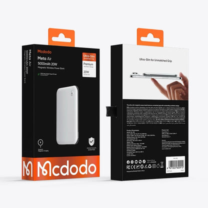 Draadloze Externe Batterij McDodo MC-2931 Meta Air, 5000mAh, 20W, PD + FQI, 1 x QI - 1 x USB-C, Zwart