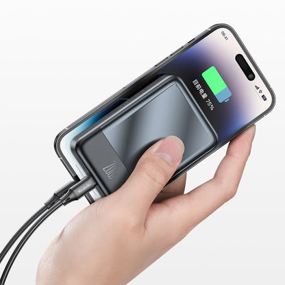 Batterie Externe Sans Fil McDodo MC-4261 Ambilight, 10000mAh, 20W, PD + FQI, 1 x QI - 1 x USB-C, Noire