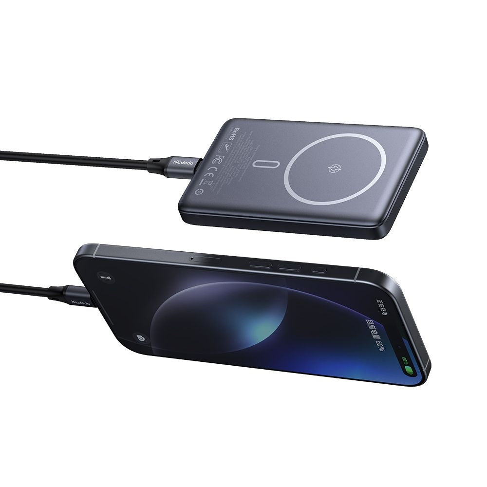 Draadloze Externe Batterij McDodo MC-4651 Meta, 10000mAh, 20W, PD + FQI, 1 x QI - 1 x USB-C, Zwart