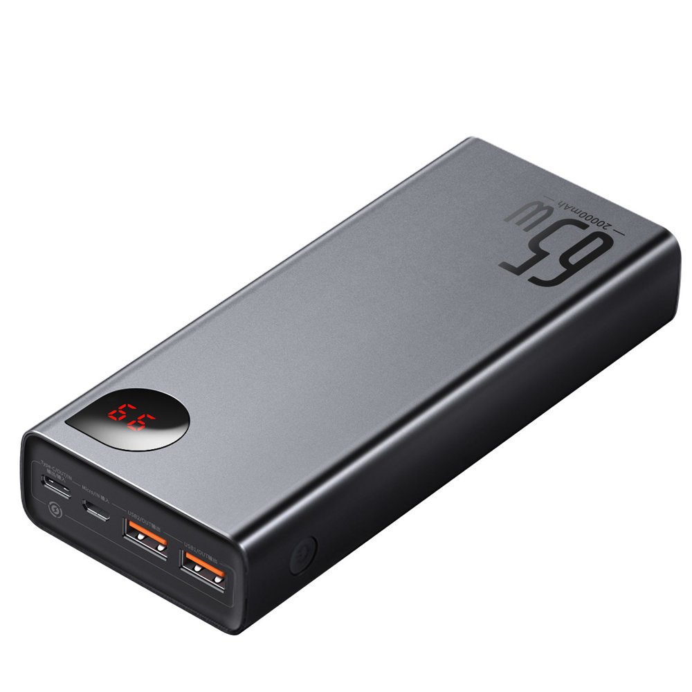 Baseus Adaman Externe Batterij, 20000mAh, 65W, QC + PD, 1 x USB-C - 2 x USB-C, Zwart PPIMDA-D01 PPIMDA-D01 