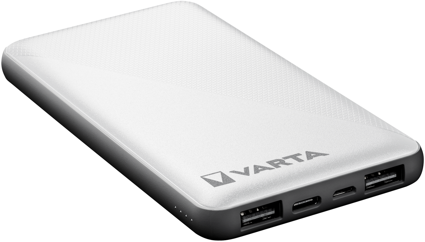 Varta Energy Externe Batterij, 10000mAh, 15W, 2 x USB-A - 1 x USB-C, Wit