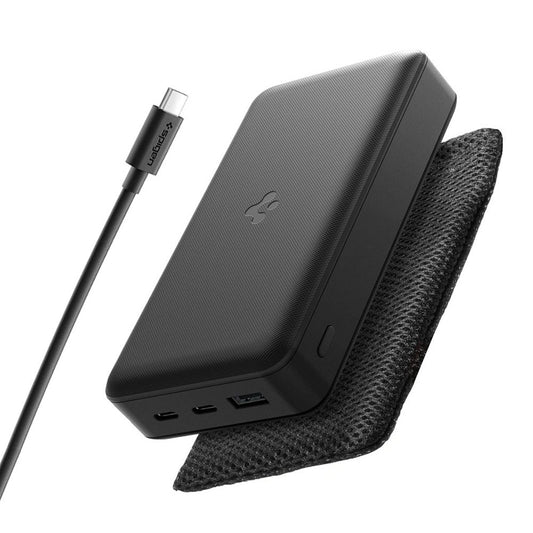 Externe batterij Spigen, 30000mAh, 30W, QC + PD, 1 x USB-A - 2 x USB-C, Zwart