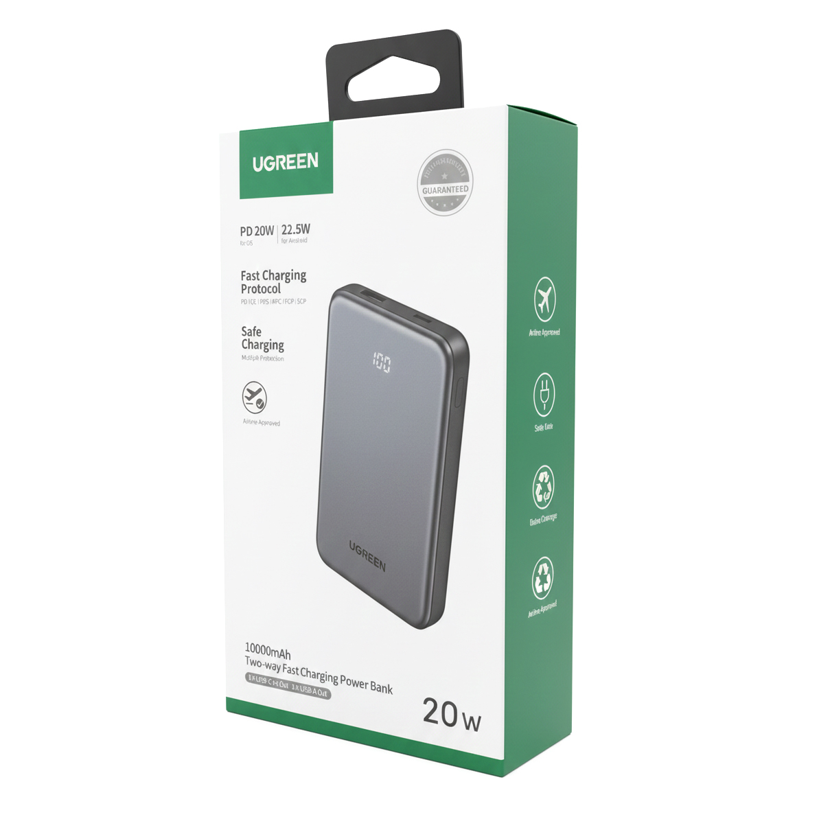 Batterie Externe UGREEN 75131B, 10000mAh, 22.5W, QC + PD, 1 x USB-A - 1 x USB-C, Gris