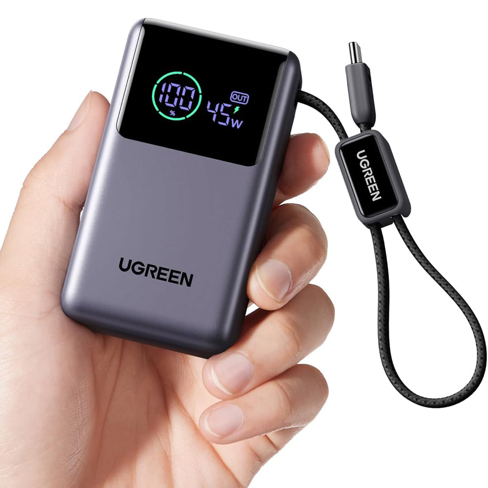 Externe Batterie UGREEN Nexode Pro PB727 (85301B), 10000mAh, 55W, QC + PD, 1 x USB-A - 2 x USB-C, Grau