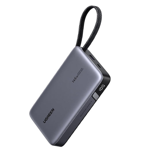 Externe Batterij UGREEN PB551 (55992), 20000mAh, 145W, QC + PD, 1 x USB-A - 2 x USB-C, Grijs