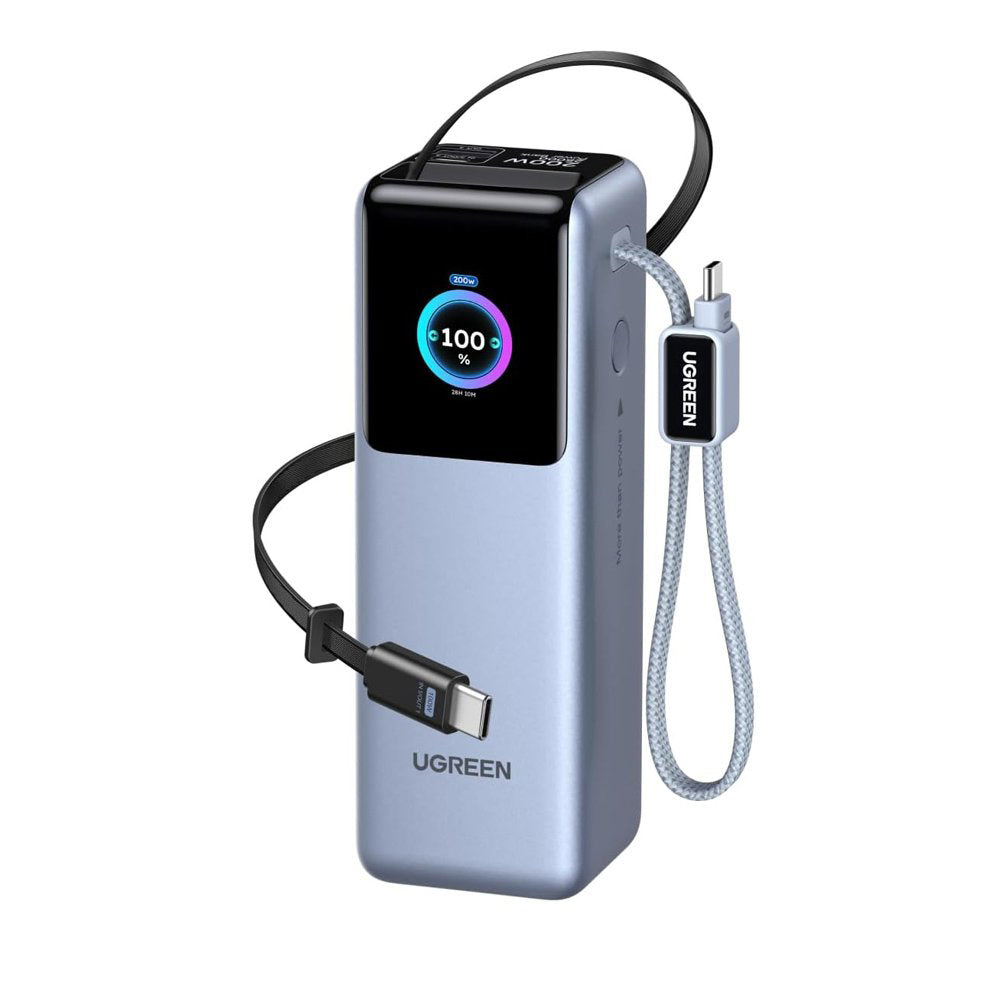 Externe Batterie UGREEN PB728 (75702B), 25000mAh, 200W, QC + PD, 1 x USB-A - 2 x USB-C, Grau