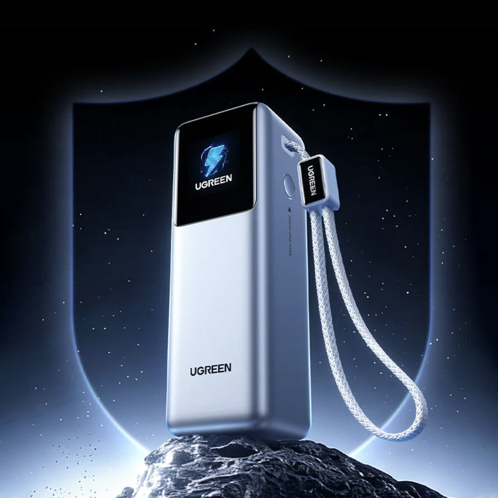 Externe Batterie UGREEN PB728 (75702B), 25000mAh, 200W, QC + PD, 1 x USB-A - 2 x USB-C, Grau