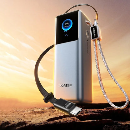 Externe Batterie UGREEN PB728 (75702B), 25000mAh, 200W, QC + PD, 1 x USB-A - 2 x USB-C, Grau