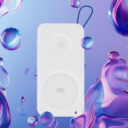 Draadloze Externe Batterij 3MK PastelUp, 10000mAh, 22.5W, QC + PD + FQI, 1 x USB-A - 1 x USB-C - 2 x QI, Wit