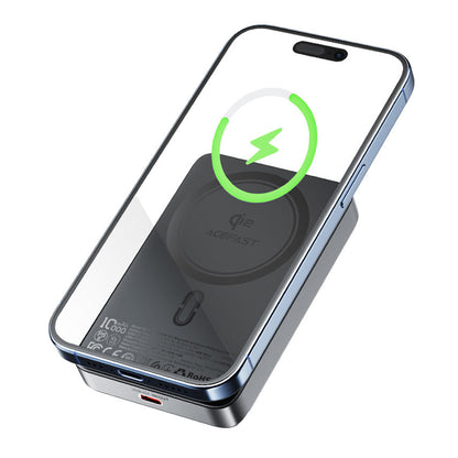 Draadloze Externe Batterij Acefast M11, 10000mAh, 30W, PD + FQI, 1 x QI - 1 x USB-C, Zwart