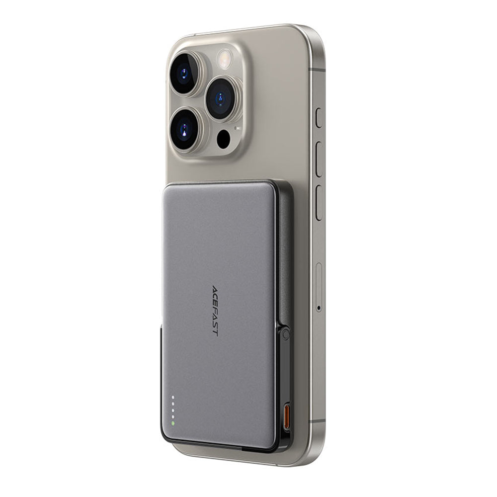 Batterie Externe Sans Fil Acefast M16, 5000mAh, 18W, PD + FQI, 1 x QI - 1 x USB-C, Noire