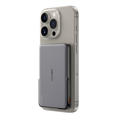 Batterie Externe Sans Fil Acefast M16, 5000mAh, 18W, PD + FQI, 1 x QI - 1 x USB-C, Noire