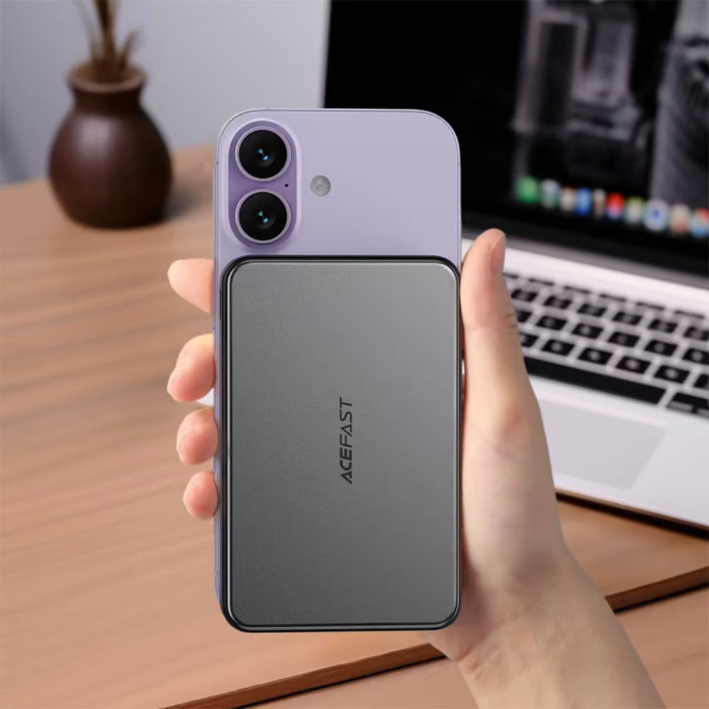 Batterie Externe Sans Fil Acefast M31, 10000mAh, 22.5W, QC + PD + FQI, 1 x QI - 1 x USB-A - 2 x USB-C, Noire