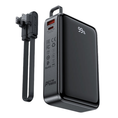 Externer Akku Acefast M4, 20000mAh, 67W, PD, 1 x USB-A - 2 x USB-C, Schwarz