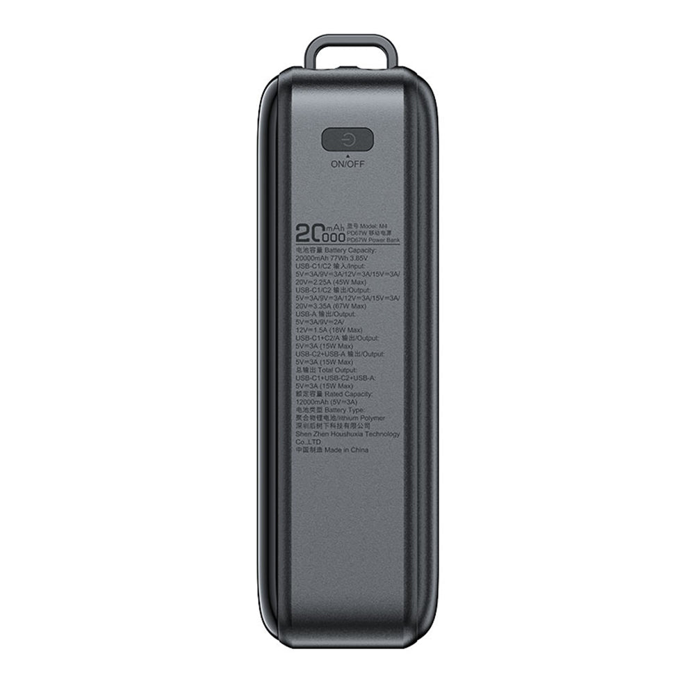 Externer Akku Acefast M4, 20000mAh, 67W, PD, 1 x USB-A - 2 x USB-C, Schwarz