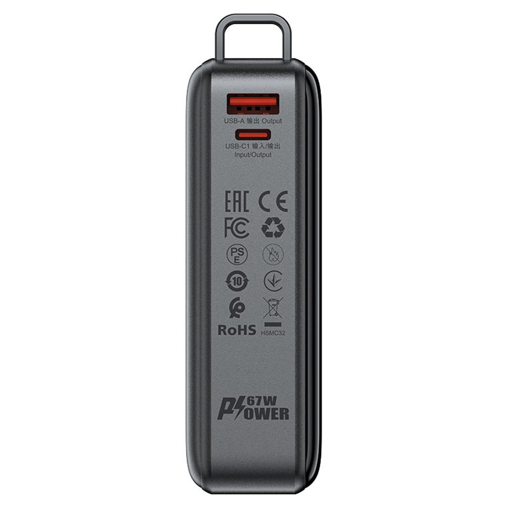 Externer Akku Acefast M4, 20000mAh, 67W, PD, 1 x USB-A - 2 x USB-C, Schwarz