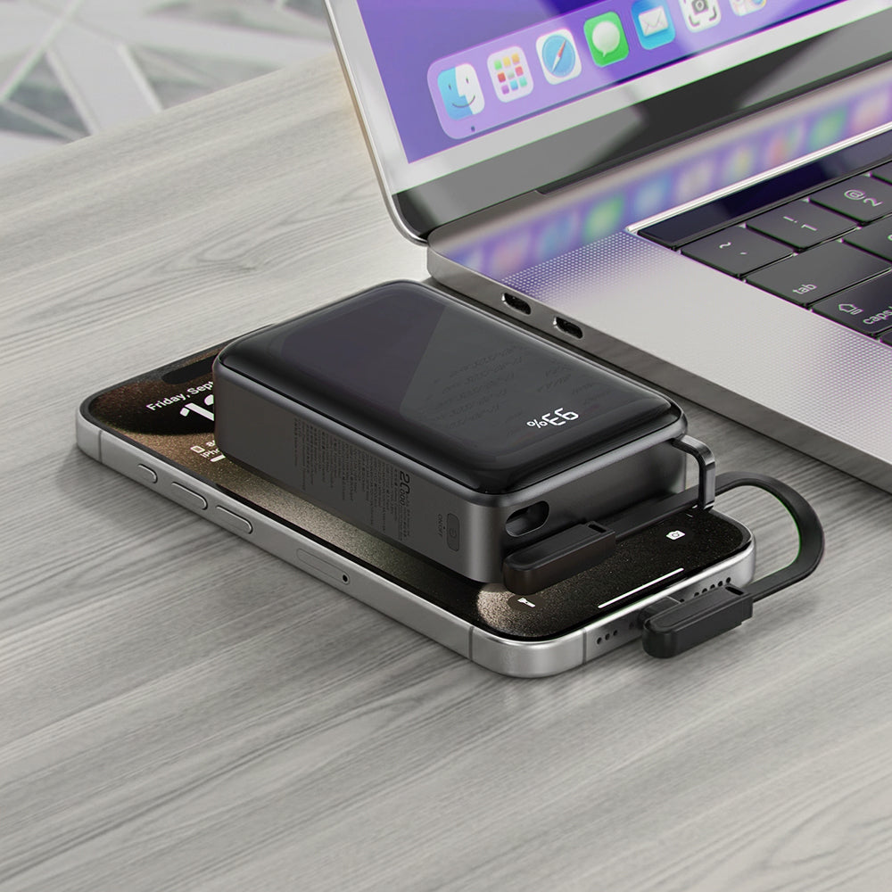 Externer Akku Acefast M4, 20000mAh, 67W, PD, 1 x USB-A - 2 x USB-C, Schwarz