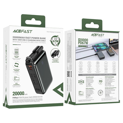 Externer Akku Acefast M4, 20000mAh, 67W, PD, 1 x USB-A - 2 x USB-C, Schwarz