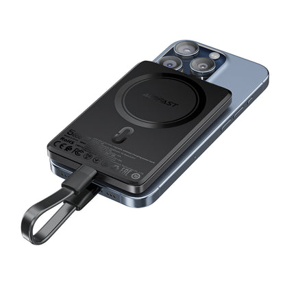 Draadloze Externe Batterij Acefast M8, 5000mAh, 18W, PD + FQI, 1 x QI - 1 x USB-C, Zwart