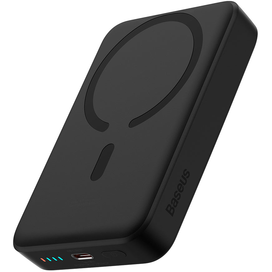 Baseus Magnetic Mini Wireless External Battery, 10000mAh, 30W, PD + FQI, 1 x QI - 1 x USB-C, Black PPCX110201 