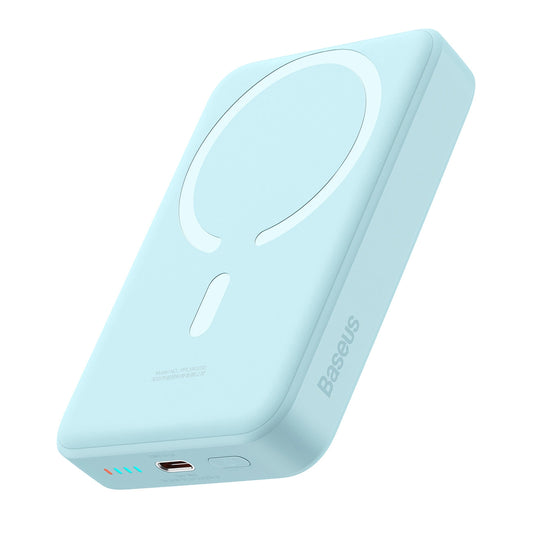 Draadloze Externe Batterij Baseus Magnetic Mini, 10000mAh, 30W, PD + FQI, 1 x QI - 1 x USB-C, Blauw PPCX110203