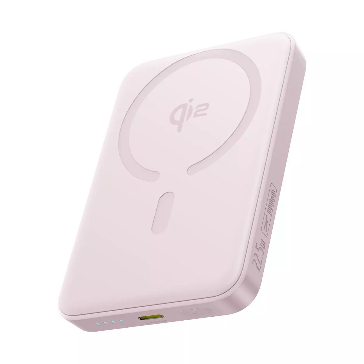 Draadloze Externe Batterij Baseus Enerfill FM12, 10000mAh, 22.5W, PD + FQI, 1 x QI - 1 x USB-C, Roze E0028502