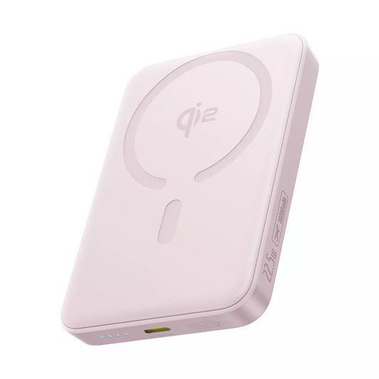 Draadloze Externe Batterij Baseus Enerfill FM12, 10000mAh, 22.5W, PD + FQI, 1 x QI - 1 x USB-C, Roze E0028502