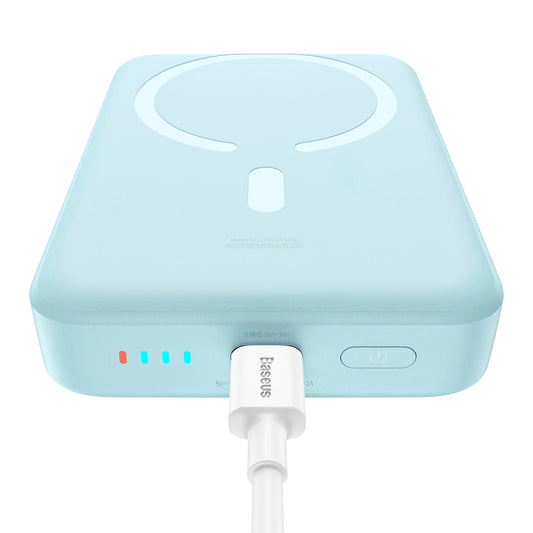 Draadloze Externe Batterij Baseus Magnetic Mini, 10000mAh, 30W, PD + FQI, 1 x QI - 1 x USB-C, Blauw PPCX110203