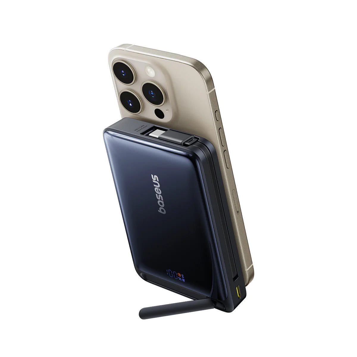 Externe Draadloze Batterij Baseus Nomos, 10000mAh, 45W, PD + FQI, 1 x QI - 2 x USB-C, Zwart P10078800123-00