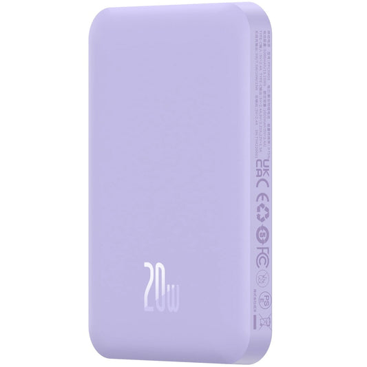 Externe Draadloze Batterij Baseus Magnetic Mini, 5000mAh, 20W, PD + FQI, 1 x QI - 1 x USB-C, Paars P10022107513