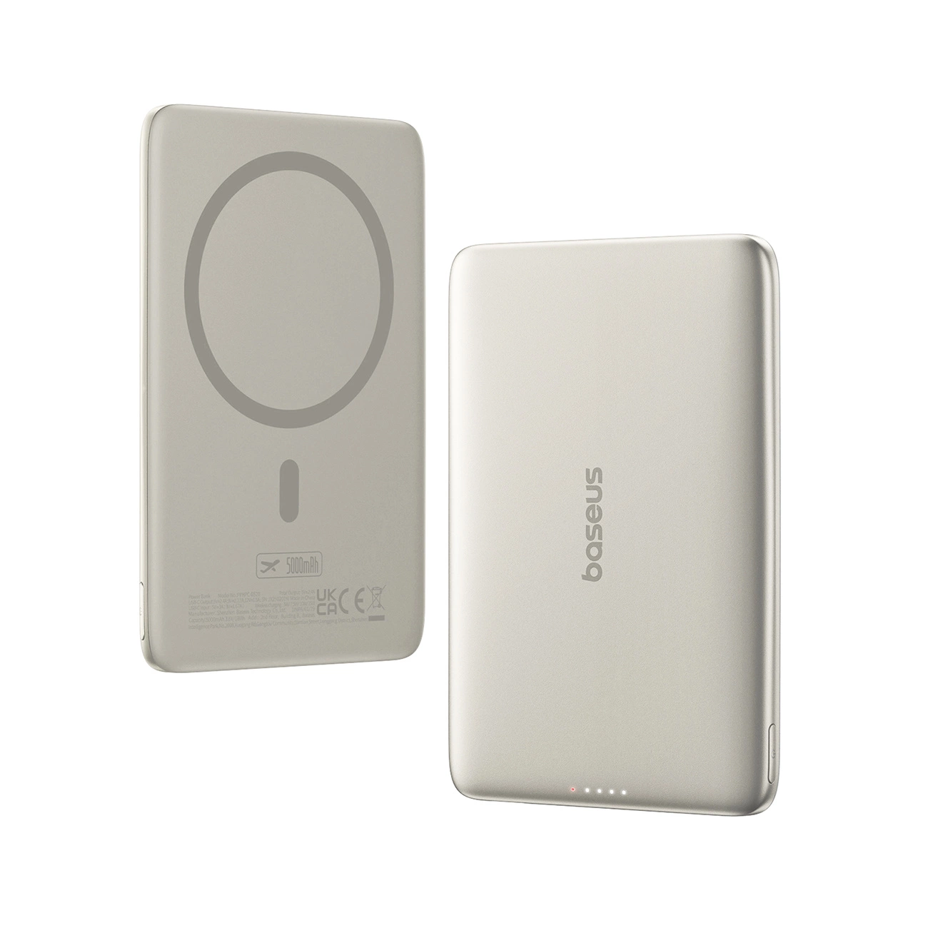 Externer Wireless-Akku Baseus PicoGo AM41, 5000mAh, 20W, PD + FQI, 1 x QI - 1 x USB-C, Beige