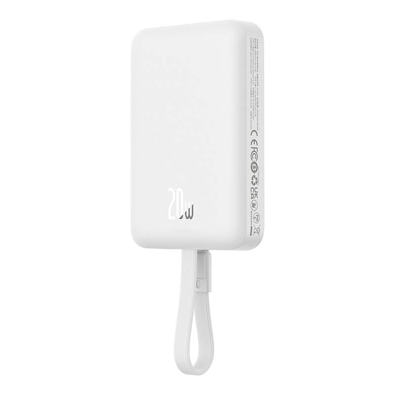 Batterie Externe Sans Fil Baseus Magnetic Mini, 10000mAh, 20W, PD + FQI, 1 x Lightning - 1 x QI - 1 x USB-C, Blanche P10022109223-00