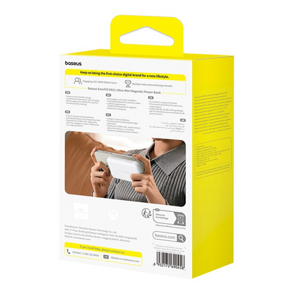 Batterie Externe Sans Fil Baseus EnerFill FM11 Ultra-Mini, 10000mAh, 22.5W, PD + FQI, 1 x QI - 1 x USB-C, Blanche P1008210E213-00