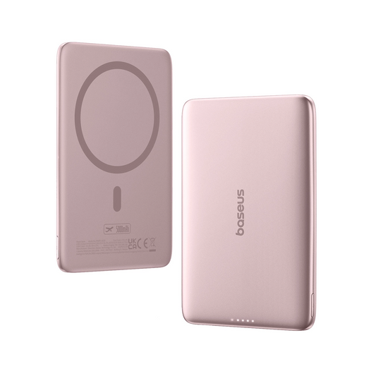 Batterie Externe Sans Fil Baseus PicoGo AM41, 5000mAh, 20W, PD + FQI, 1 x QI - 1 x USB-C, Rose