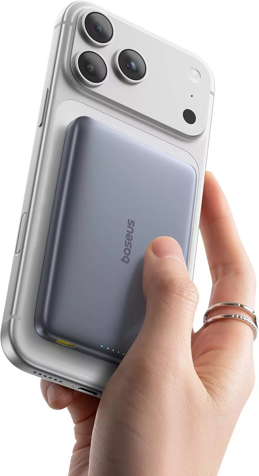 Batterie Externe Sans Fil Baseus PicoGo AM41, 10000mAh, 27W, PD + FQI, 1 x QI - 1 x USB-C, Gris E0027200