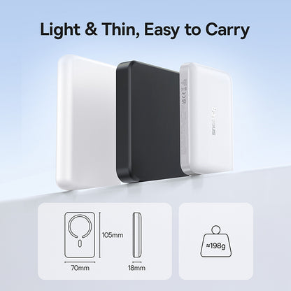 Batterie Externe Sans Fil Baseus EnerFill FM11, 10000mAh, 30W, PD + FQI, 1 x QI - 1 x USB-C, Blanche