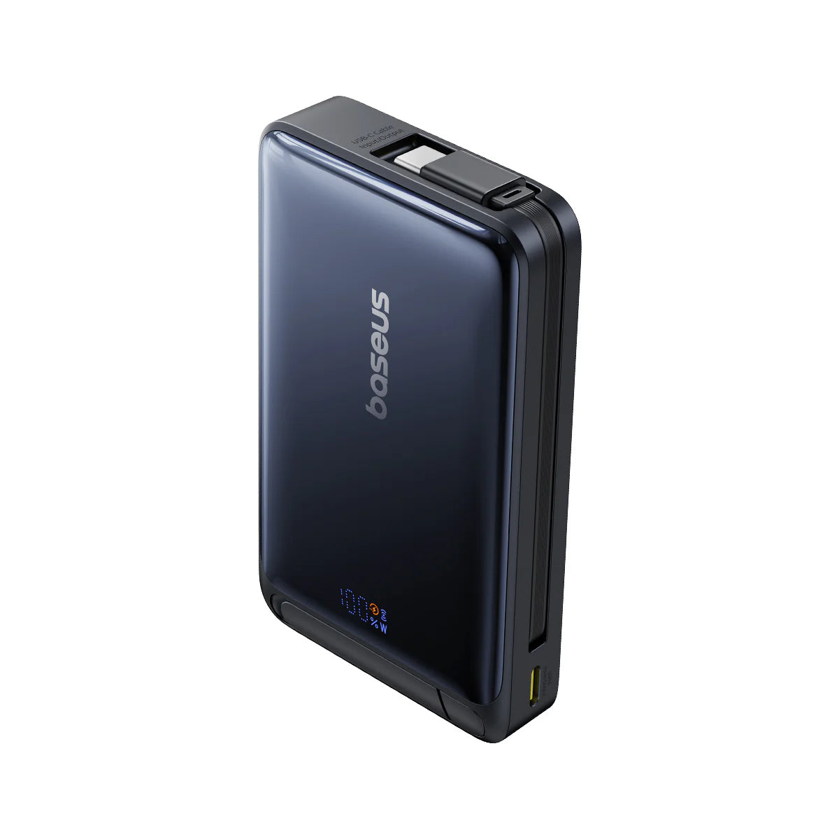 Externe Draadloze Batterij Baseus Nomos, 10000mAh, 45W, PD + FQI, 1 x QI - 2 x USB-C, Zwart P10078800123-00