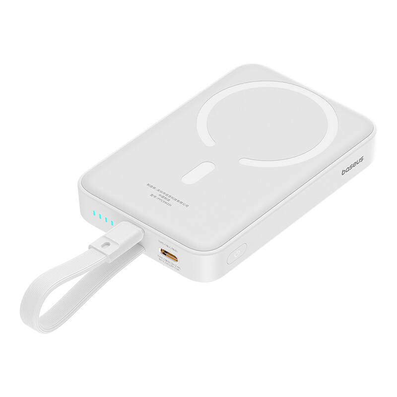 Batterie Externe Sans Fil Baseus Magnetic Mini, 10000mAh, 20W, PD + FQI, 1 x Lightning - 1 x QI - 1 x USB-C, Blanche P10022109223-00