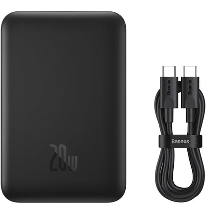 Externer Wireless Akku Baseus Magnetic Mini, 10000mAh, 20W, PD + FQI, 1 x QI - 1 x USB-C, Schwarz PPCX070001
