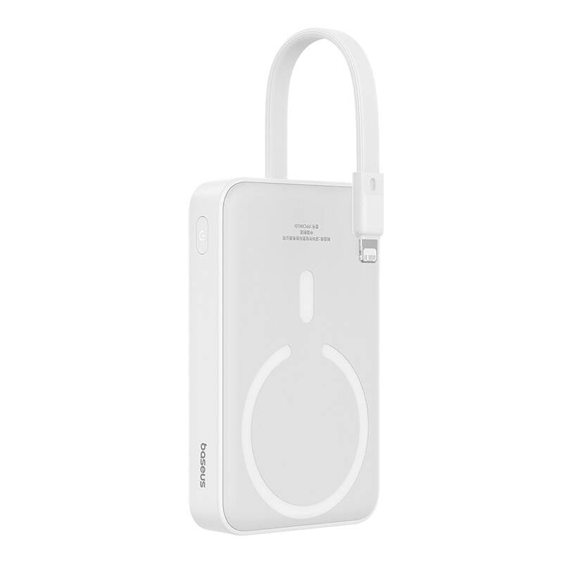 Batterie Externe Sans Fil Baseus Magnetic Mini, 10000mAh, 20W, PD + FQI, 1 x Lightning - 1 x QI - 1 x USB-C, Blanche P10022109223-00