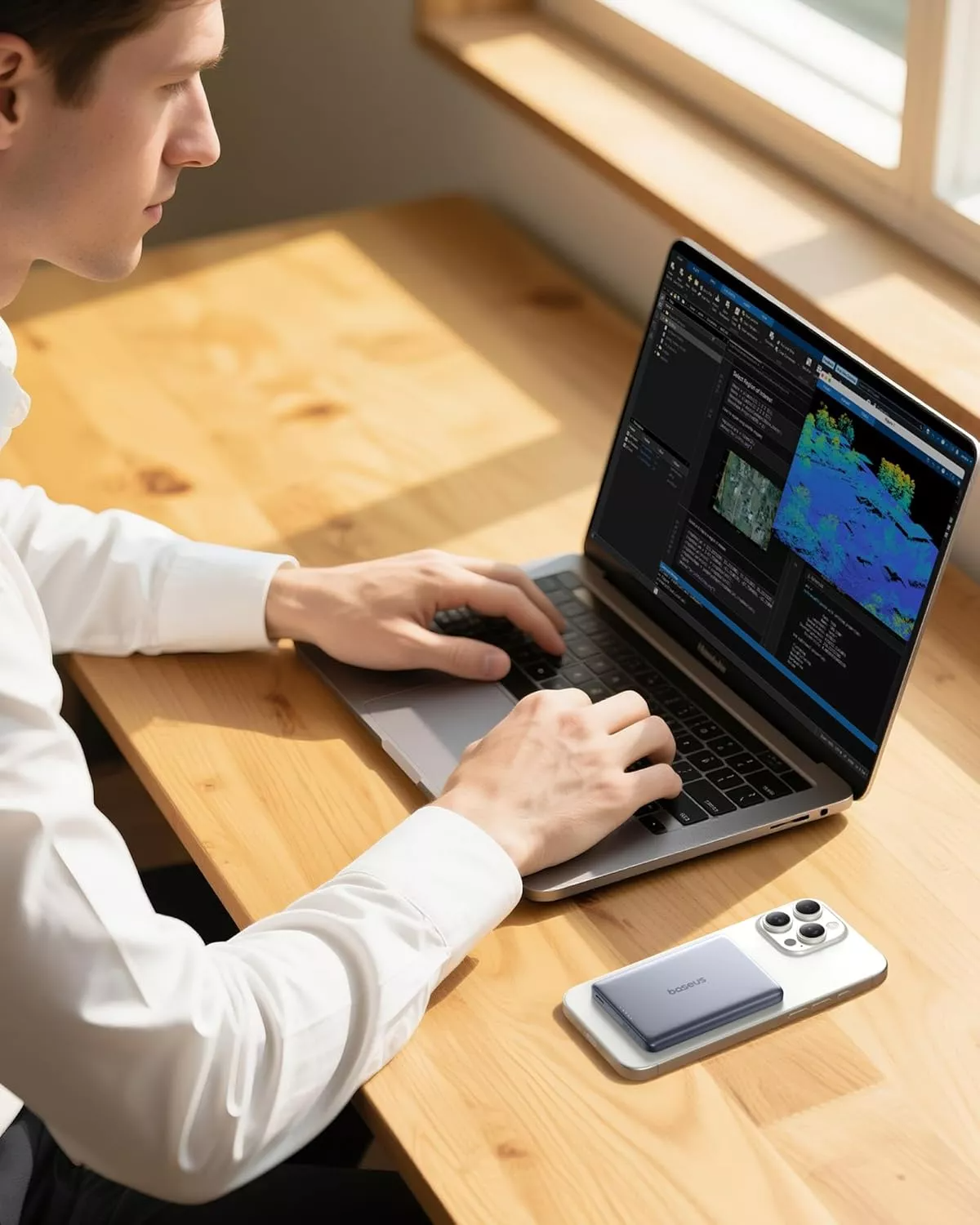 Externe Draadloze Batterij Baseus PicoGo AM41, 10000mAh, 27W, PD + FQI, 1 x QI - 1 x USB-C, Grijs E0027200