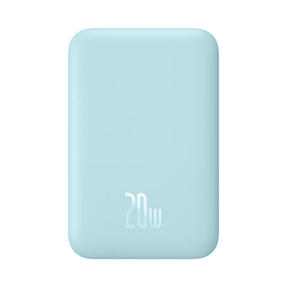 Externe Draadloze Batterij Baseus Mini Air, 6000mAh, 20W, PD + FQI, 1 x QI - 1 x USB-C, Blauw P10059002313-00