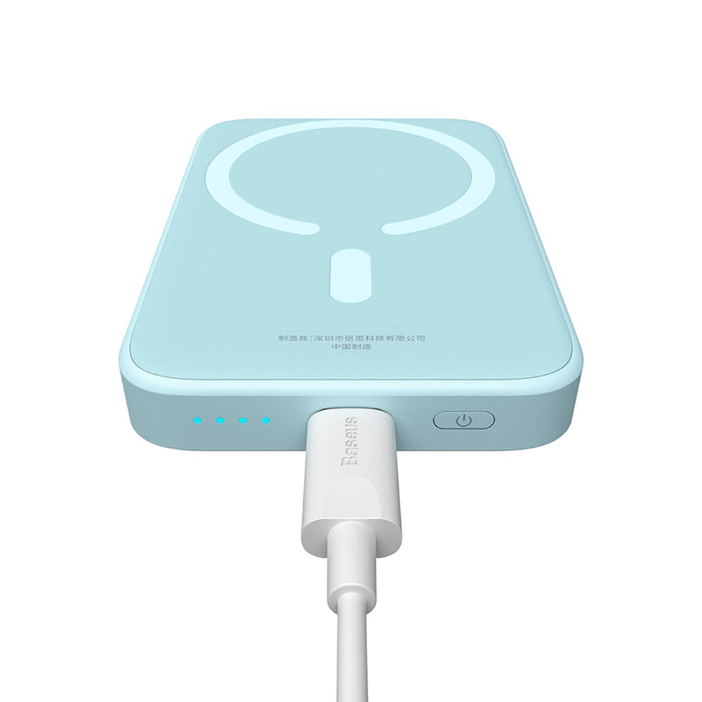 Externe Draadloze Batterij Baseus Mini Air, 6000mAh, 20W, PD + FQI, 1 x QI - 1 x USB-C, Blauw P10059002313-00