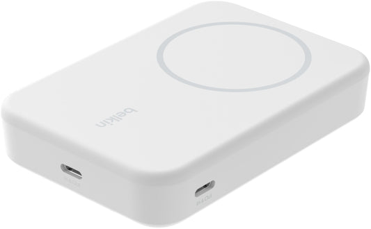 Belkin BoostCharge Pro Wireless Powerbank mit Kickstand, 10000mAh, 15W, FQI, 1 x QI - 1 x USB-C, Weiß BPD008btWH