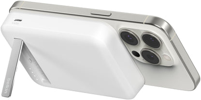 Draadloze Externe Batterij Belkin BoostCharge Pro met Kickstand, 8000mAh, 15W, FQI, 1 x QI - 1 x USB-C, Wit BPD007btWH