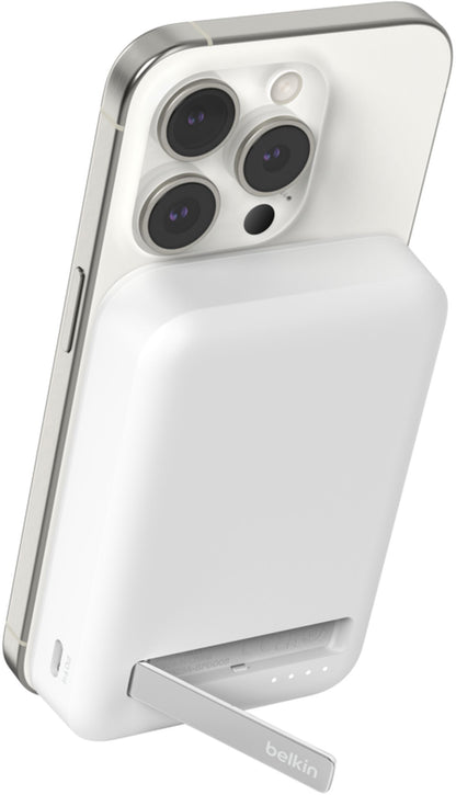 Draadloze Externe Batterij Belkin BoostCharge Pro met Kickstand, 10000mAh, 15W, FQI, 1 x QI - 1 x USB-C, Wit BPD008btWH