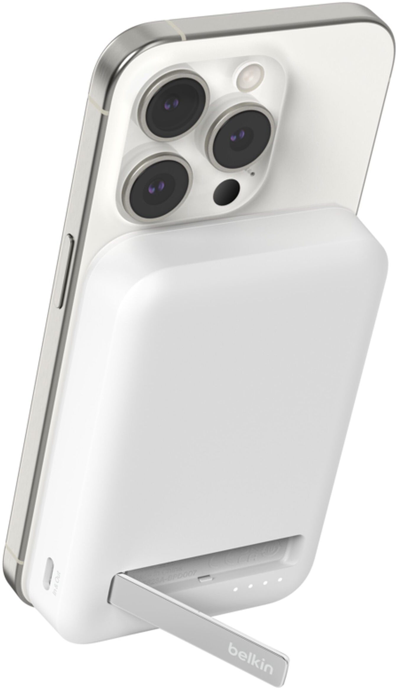 Draadloze Externe Batterij Belkin BoostCharge Pro met Kickstand, 8000mAh, 15W, FQI, 1 x QI - 1 x USB-C, Wit BPD007btWH