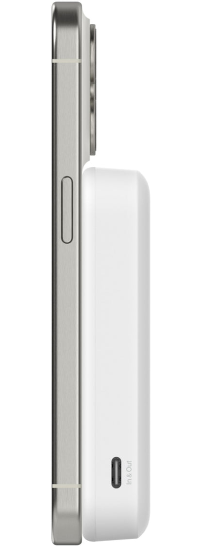 Draadloze Externe Batterij Belkin BoostCharge Pro met Kickstand, 8000mAh, 15W, FQI, 1 x QI - 1 x USB-C, Wit BPD007btWH